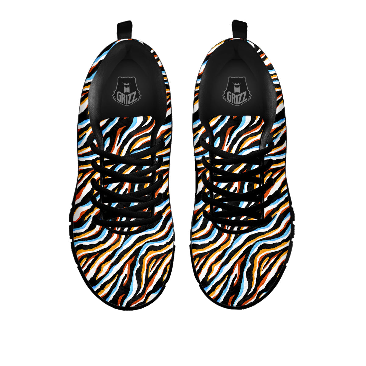Zebra Abstract Print Pattern Black Sneaker-grizzshop