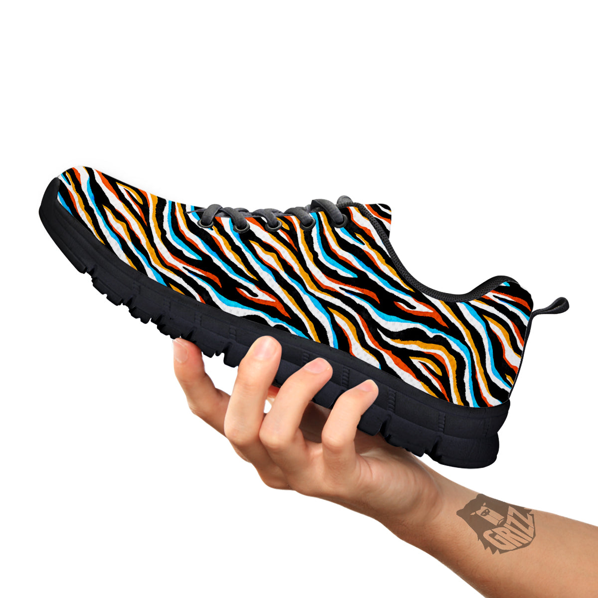 Zebra Abstract Print Pattern Black Sneaker-grizzshop