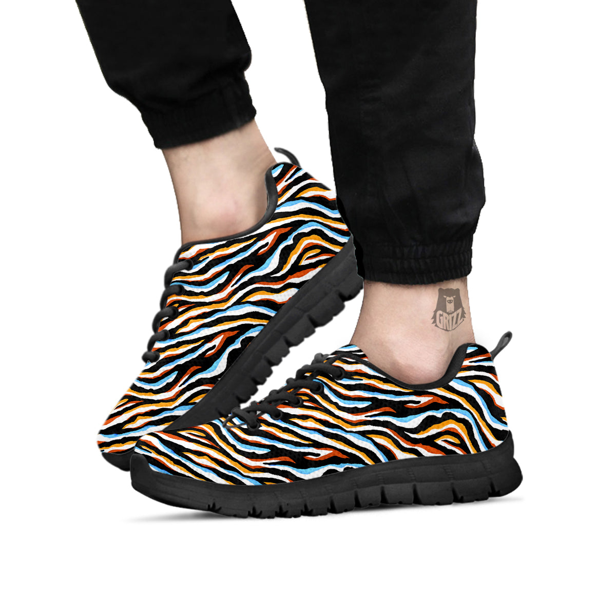 Zebra Abstract Print Pattern Black Sneaker-grizzshop