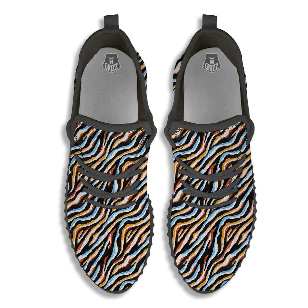 Zebra Abstract Print Pattern Black Walking Shoes-grizzshop