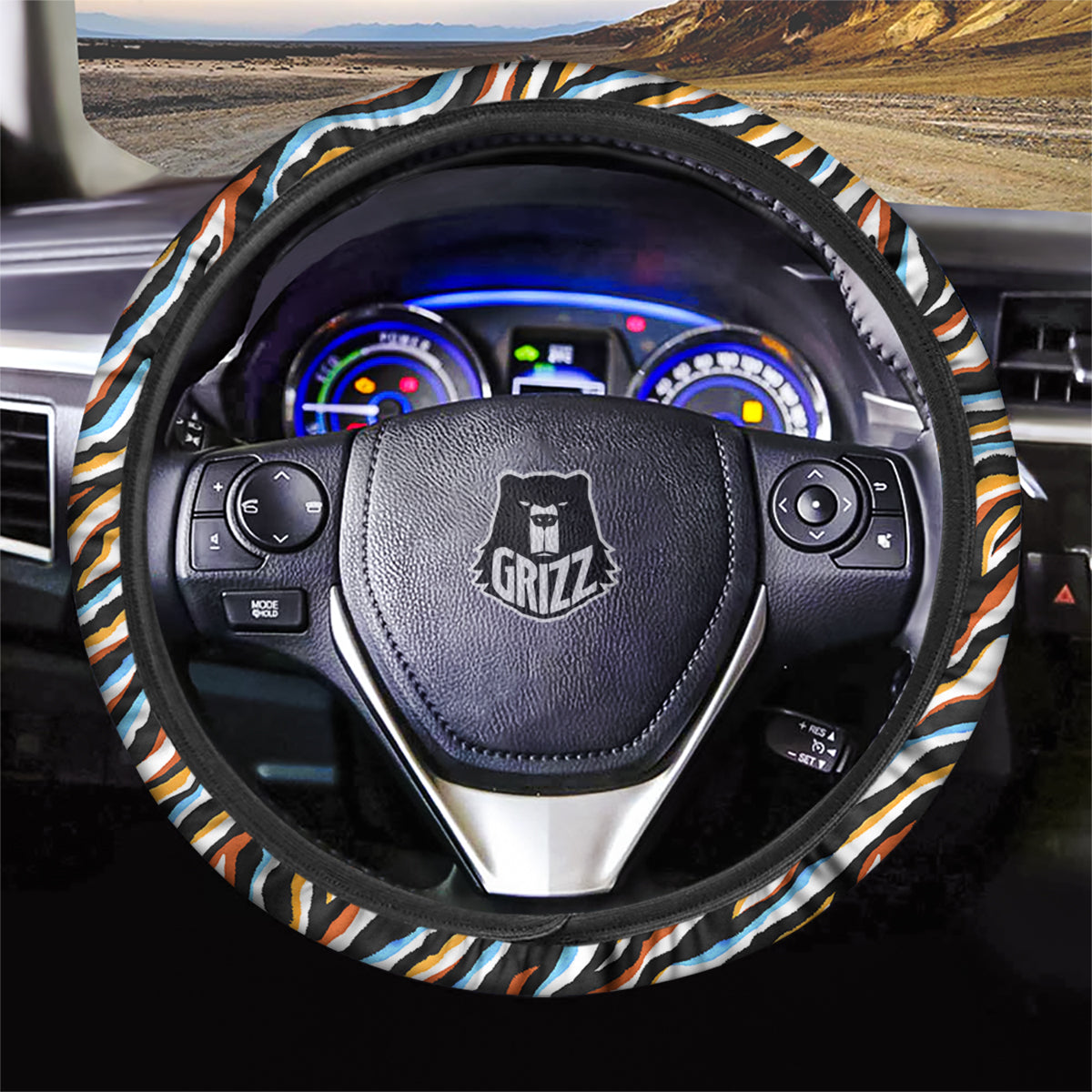 Zebra Abstract Print Pattern Car Steering Wheel Cover-grizzshop