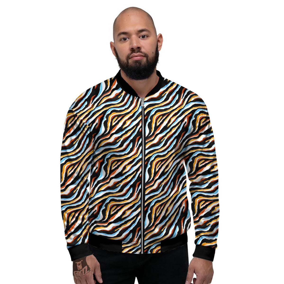 Zebra Abstract Print Pattern Men's Bomber Jacket-grizzshop