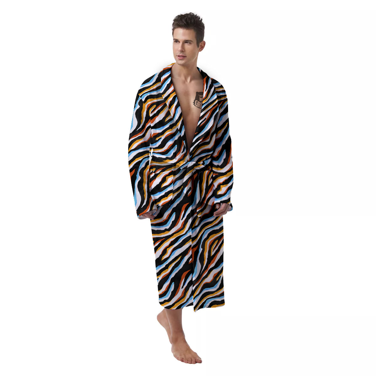Zebra Abstract Print Pattern Men's Robe-grizzshop