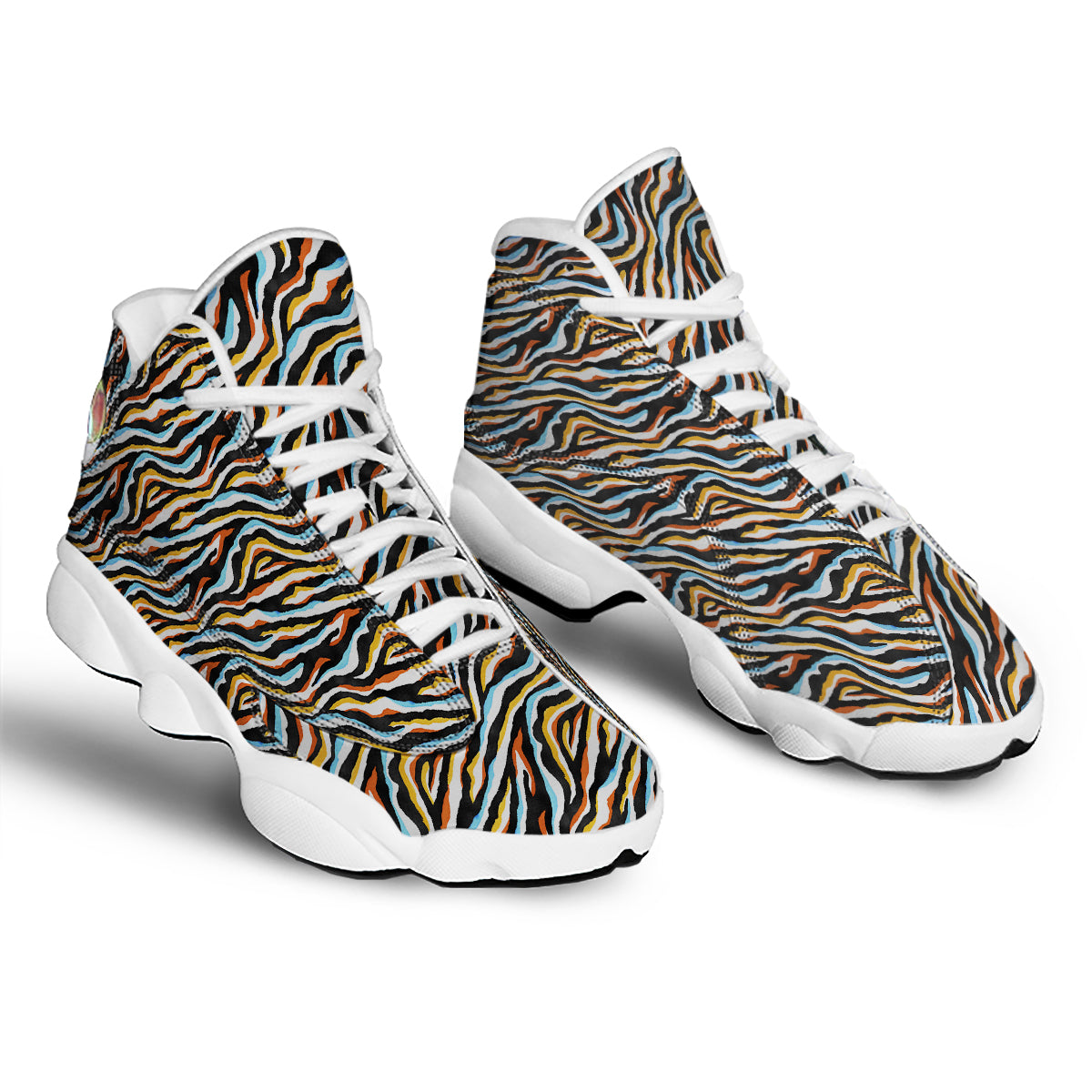 Zebra Abstract Print Pattern White Basketball Shoes-grizzshop