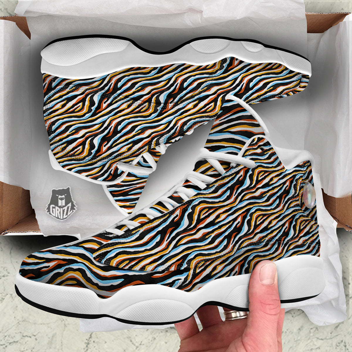 Zebra Abstract Print Pattern White Basketball Shoes-grizzshop
