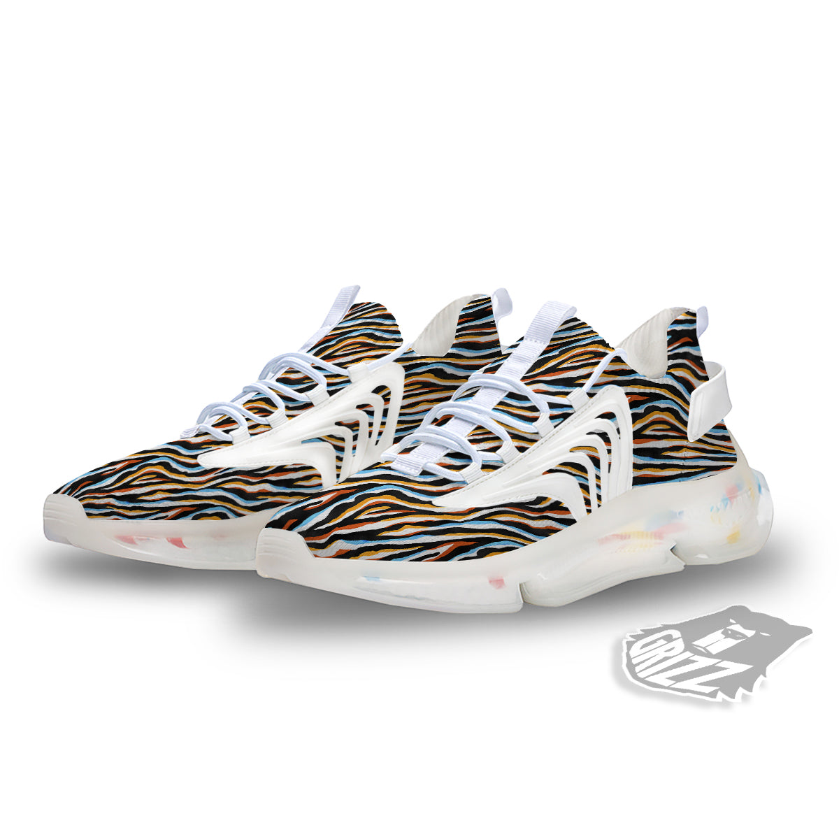Zebra Abstract Print Pattern White Gym Shoes-grizzshop