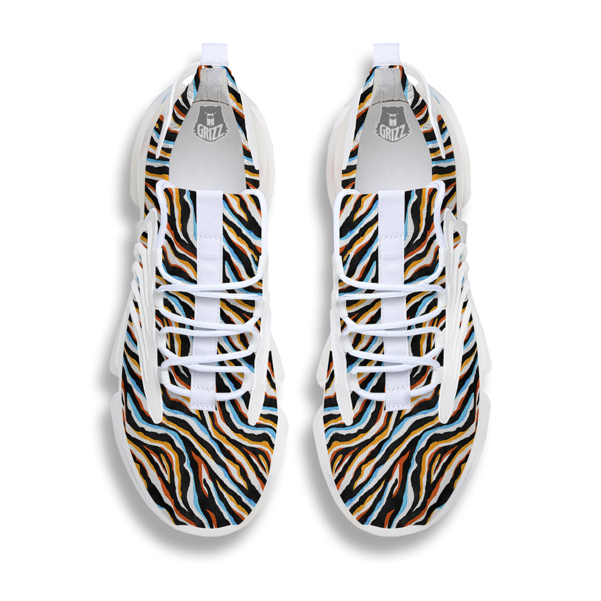 Zebra Abstract Print Pattern White Gym Shoes-grizzshop