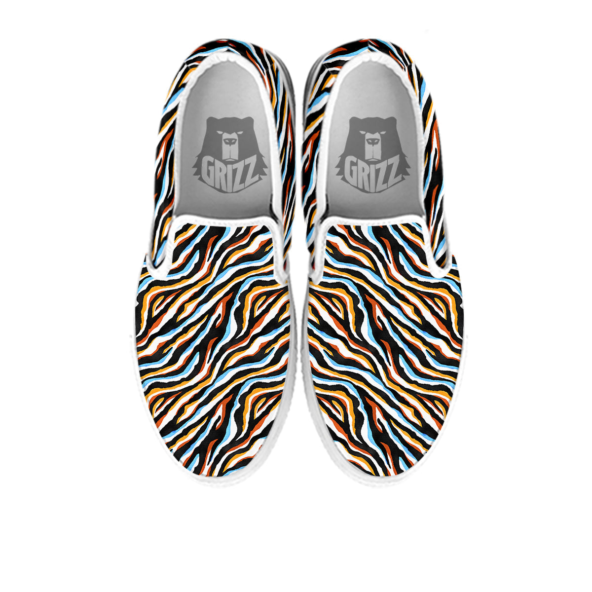 Zebra Abstract Print Pattern White Slip On Shoes-grizzshop