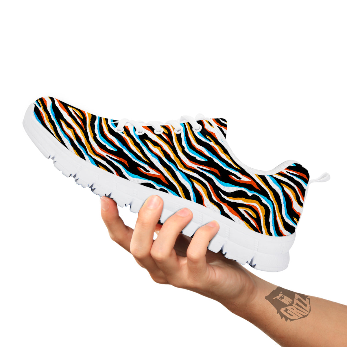 Zebra Abstract Print Pattern White Sneaker-grizzshop