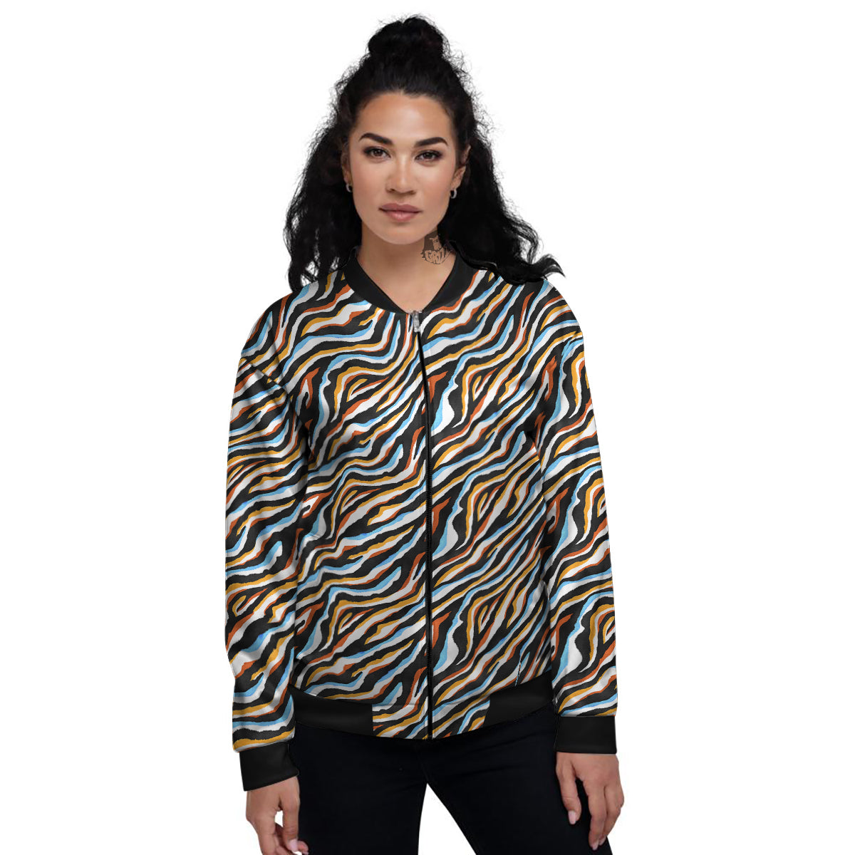 Zebra Abstract Print Pattern Women's Bomber Jacket-grizzshop