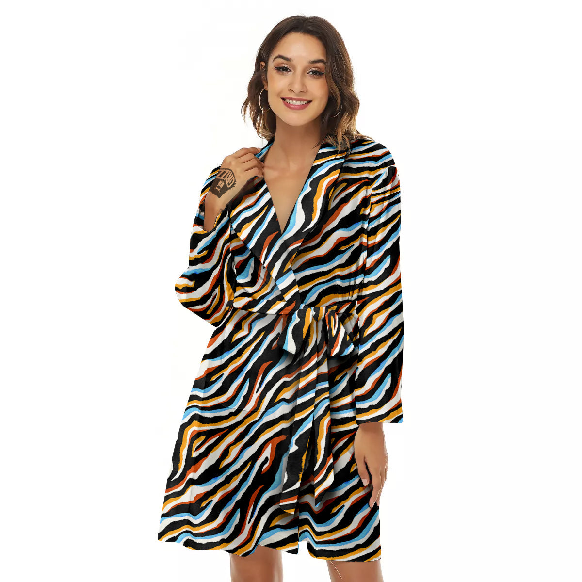 Zebra Abstract Print Pattern Women's Robe-grizzshop