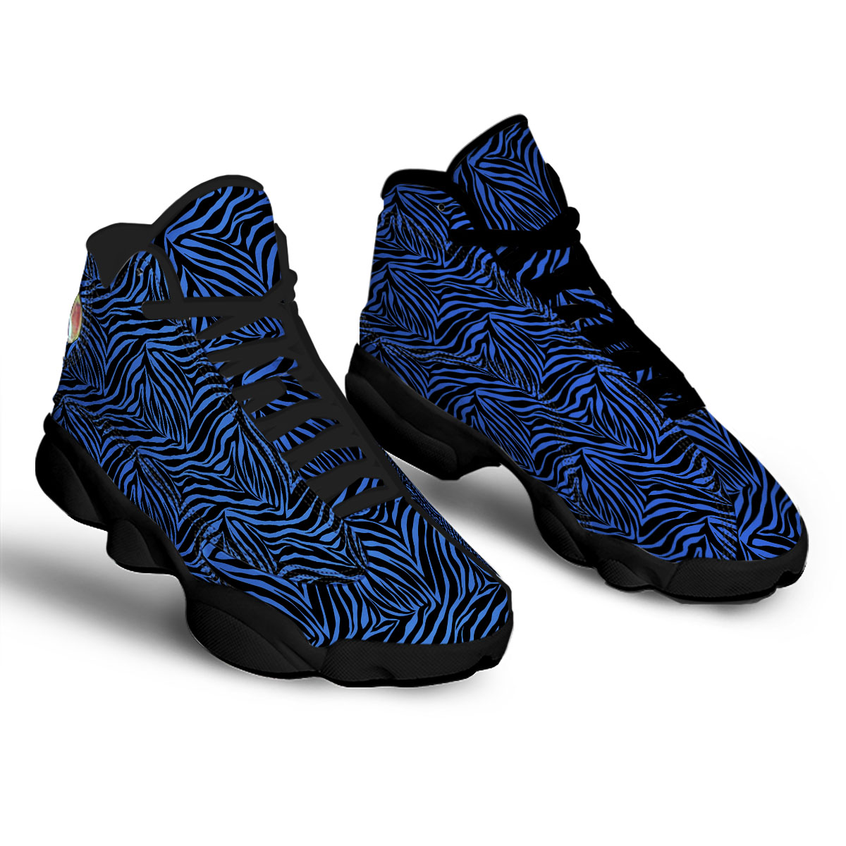 Zebra Black Blue Print Pattern Black Basketball Shoes-grizzshop