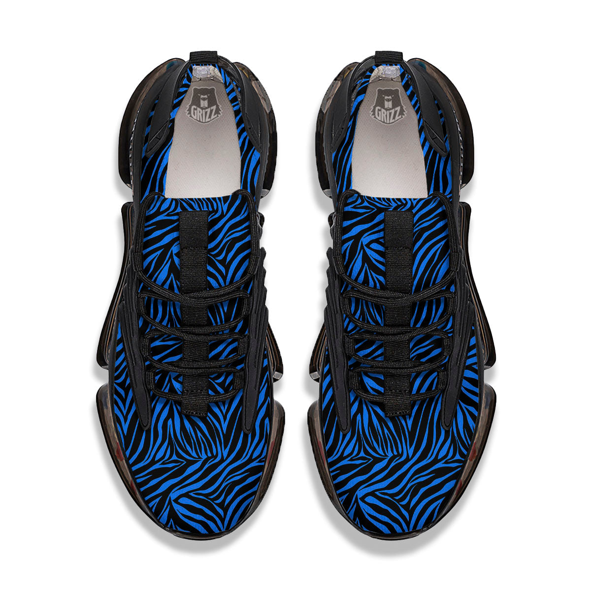Zebra Black Blue Print Pattern Black Gym Shoes-grizzshop