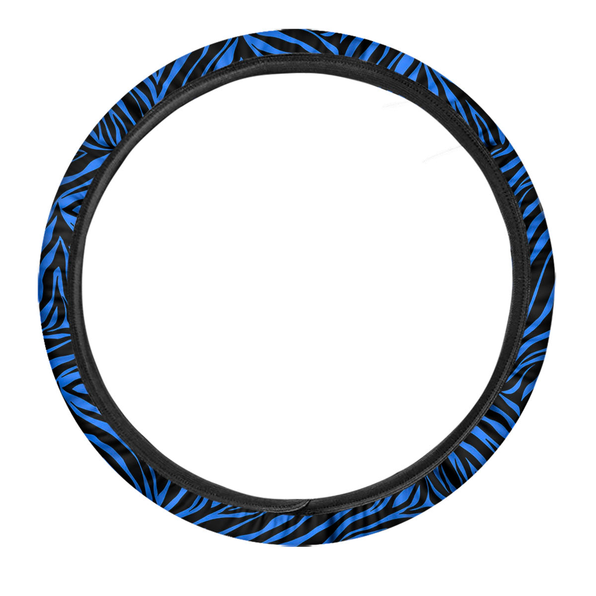 Zebra Black Blue Print Pattern Car Steering Wheel Cover-grizzshop