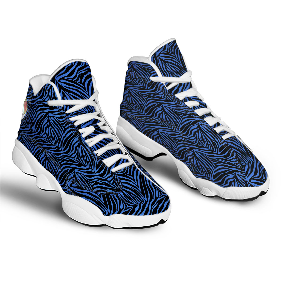Zebra Black Blue Print Pattern White Basketball Shoes-grizzshop