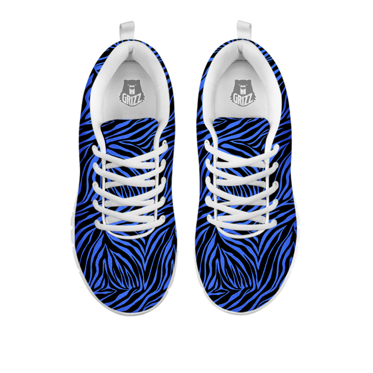 Zebra Black Blue Print Pattern White Sneaker-grizzshop