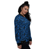 Zebra Black Blue Print Pattern Women's Bomber Jacket-grizzshop