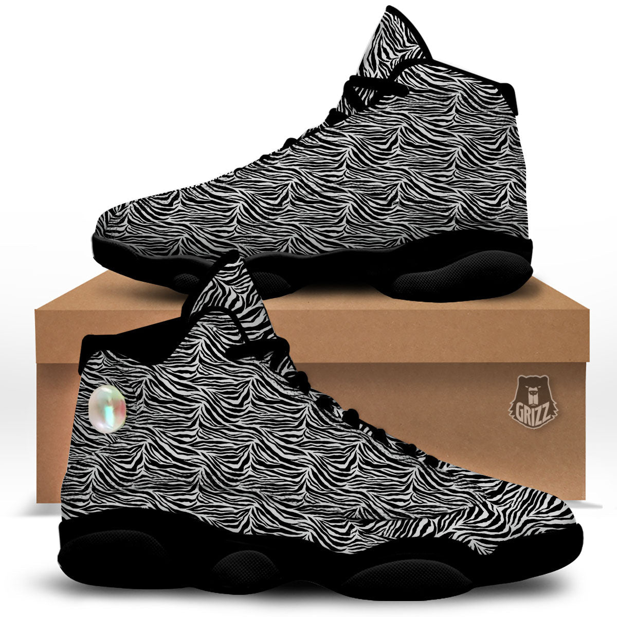 Zebra Black White Print Pattern Black Basketball Shoes-grizzshop
