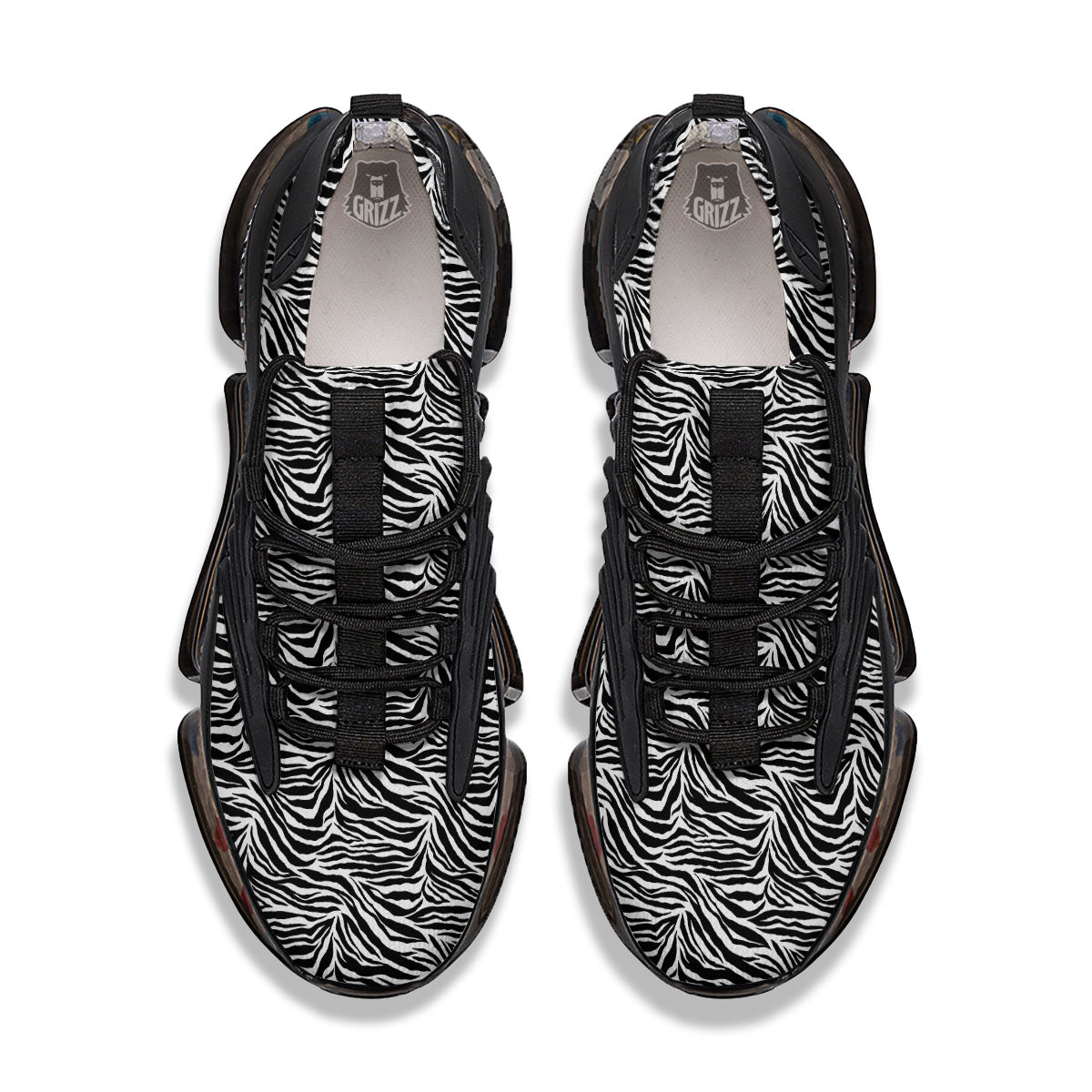 Zebra Black White Print Pattern Black Gym Shoes-grizzshop