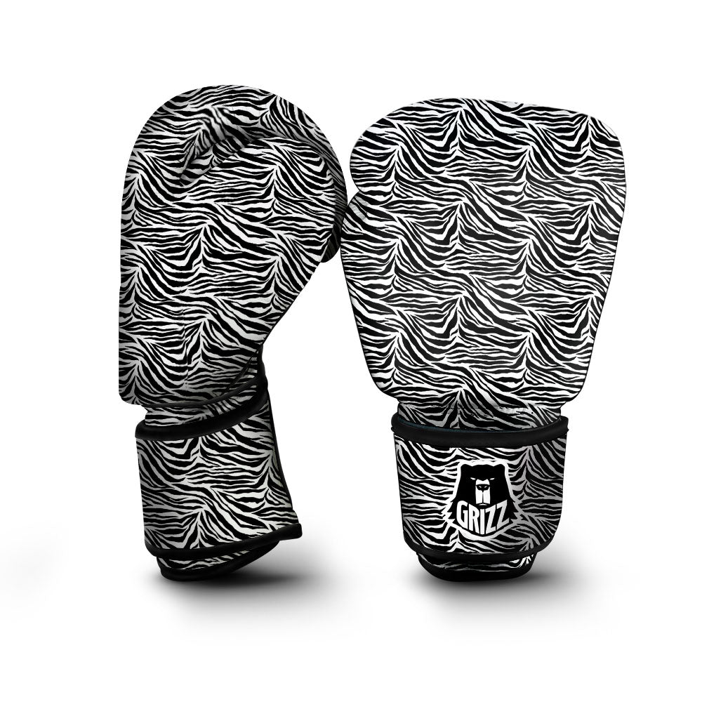 Zebra Black White Print Pattern Boxing Gloves-grizzshop