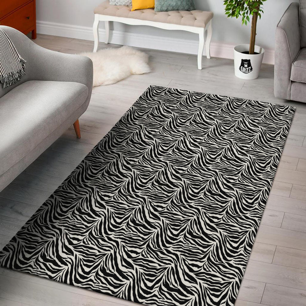 Zebra Black White Print Pattern Floor Mat-grizzshop
