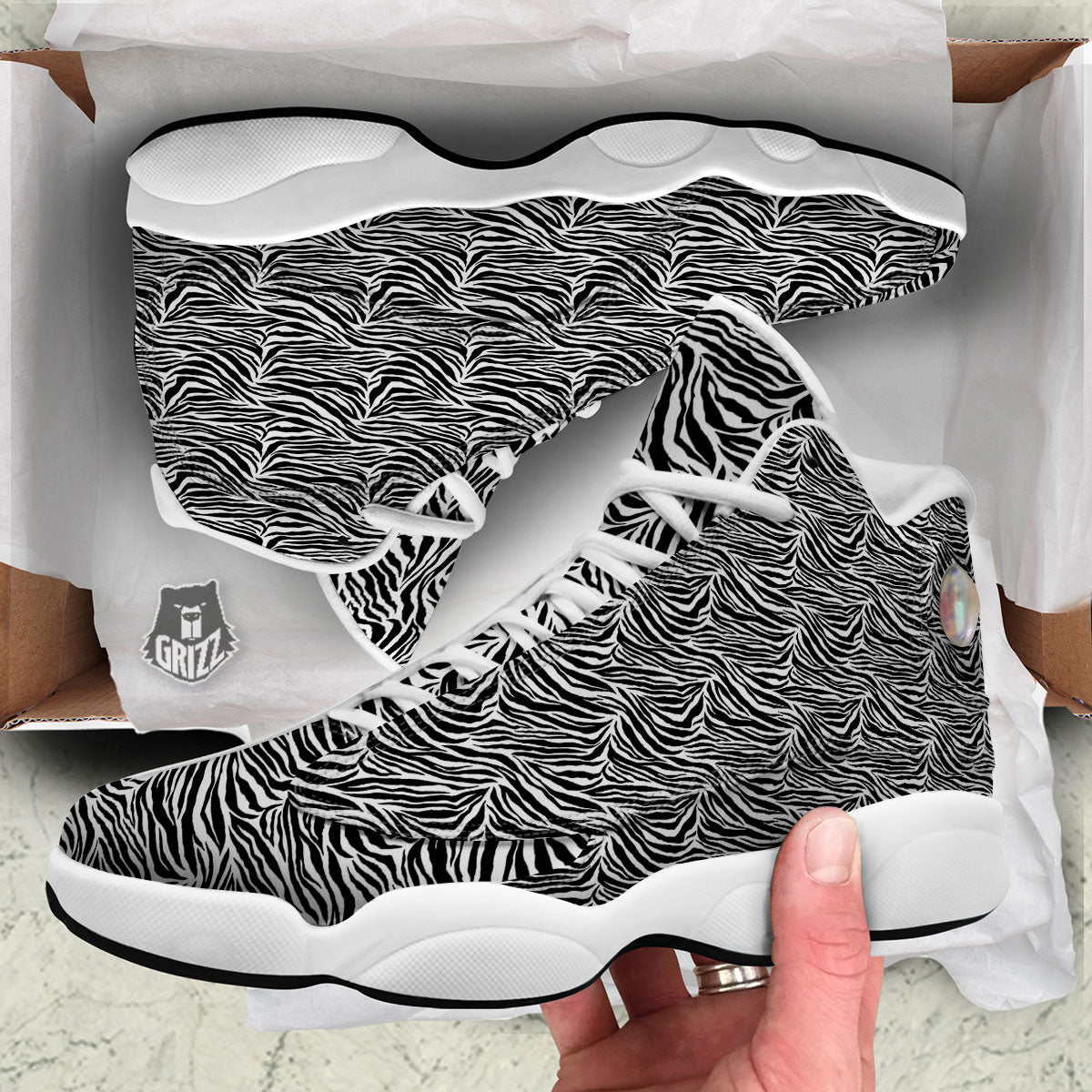 Zebra Black White Print Pattern White Basketball Shoes-grizzshop