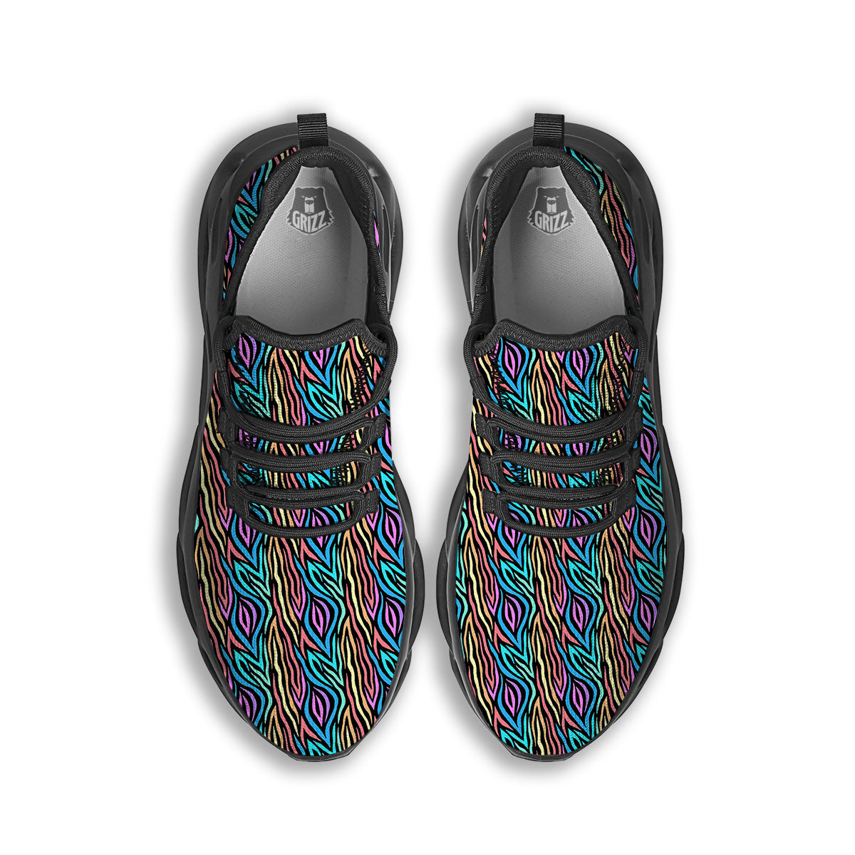 Zebra Colorful Print Pattern Black Running Shoes-grizzshop