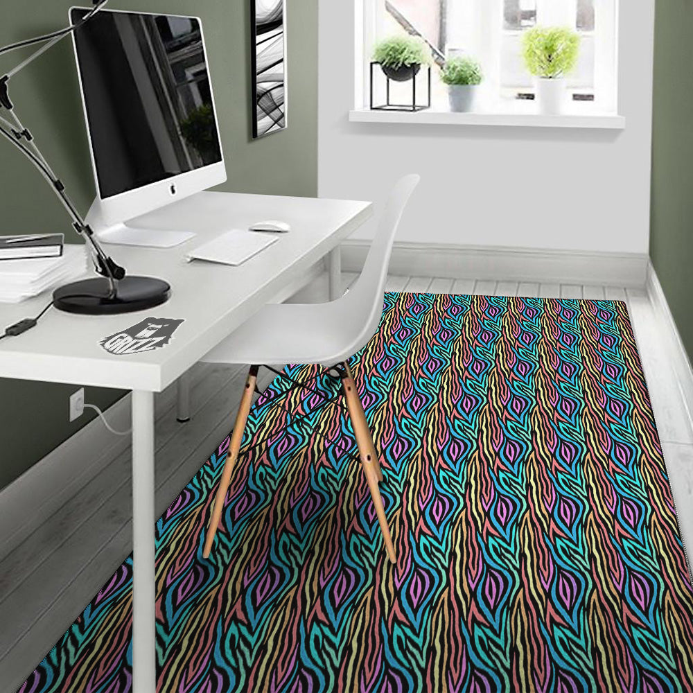Zebra Colorful Print Pattern Floor Mat-grizzshop