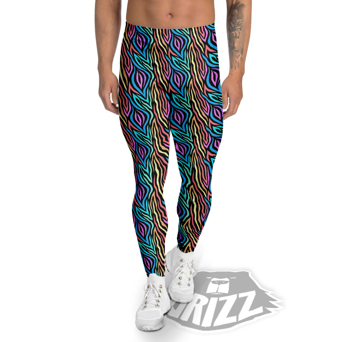 Zebra Colorful Print Pattern Men's Leggings-grizzshop