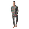 Zebra Floral Black White Print Pattern Men's Pajamas-grizzshop