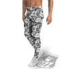 Zebra Flower Black White Print Pattern Men's Leggings-grizzshop