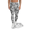 Zebra Flower Black White Print Pattern Men's Leggings-grizzshop