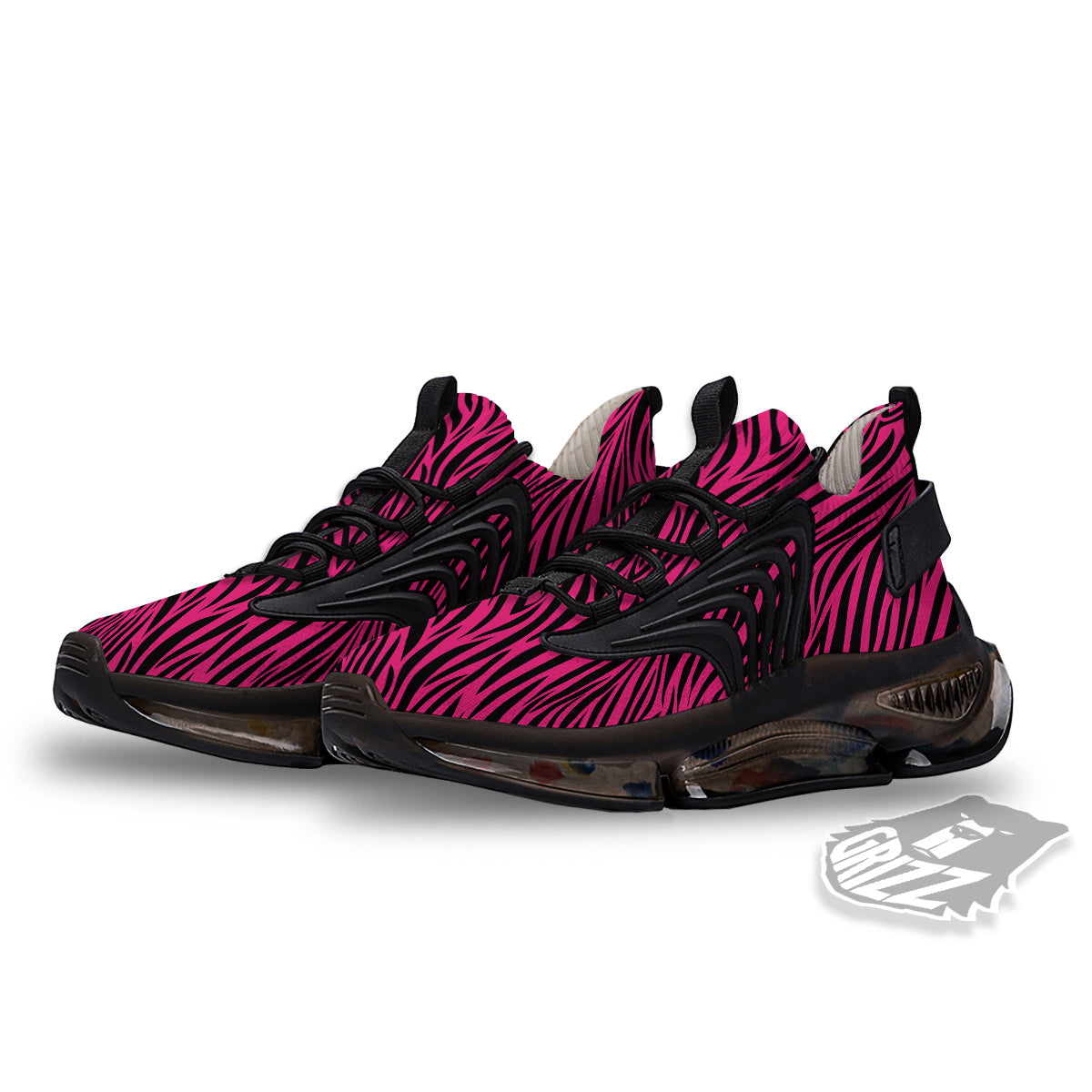 Zebra Hot Pink Print Pattern Black Gym Shoes-grizzshop