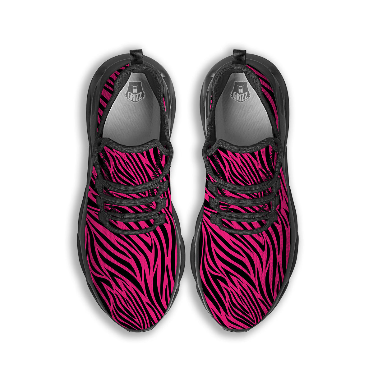Zebra Hot Pink Print Pattern Black Running Shoes-grizzshop