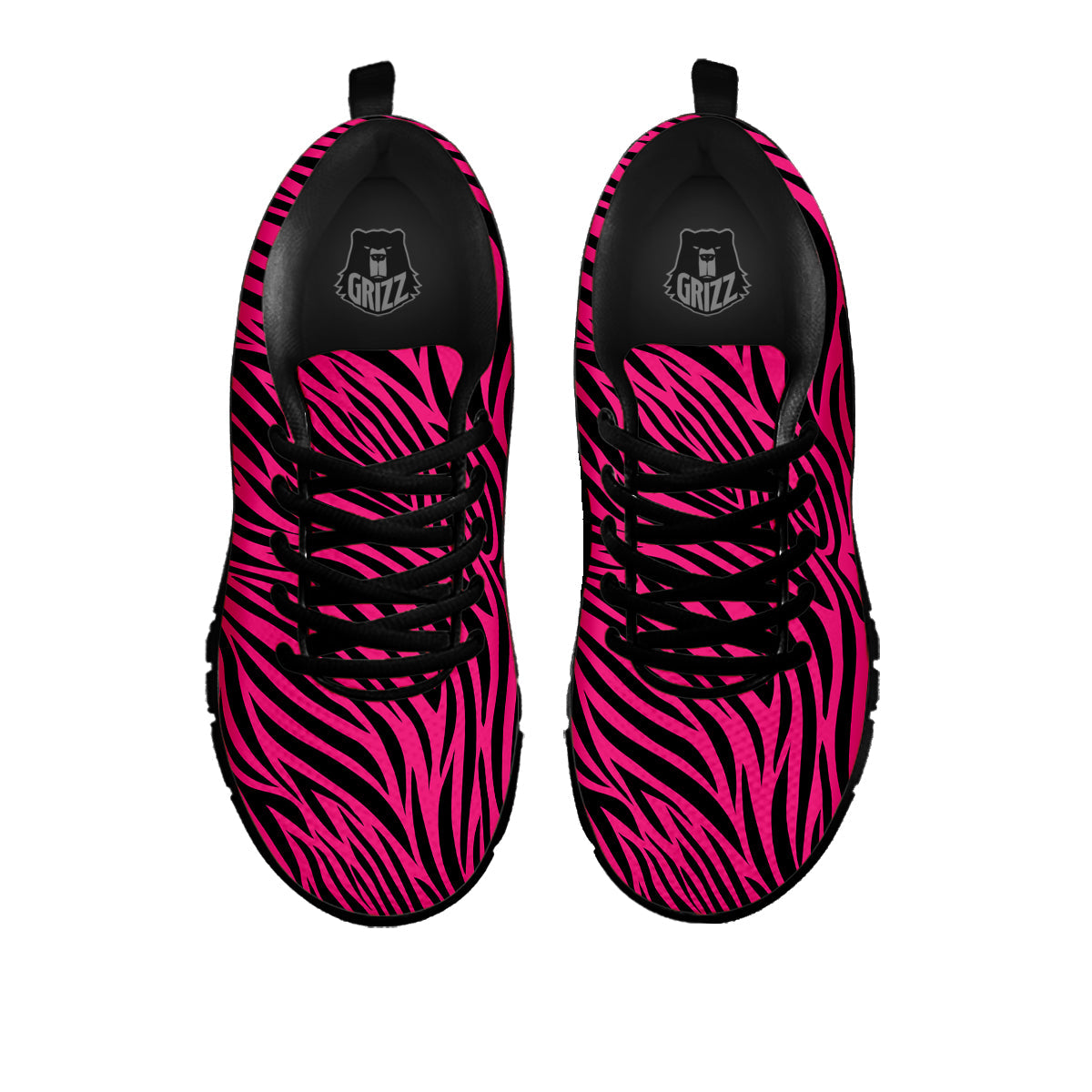 Zebra Hot Pink Print Pattern Black Sneaker-grizzshop