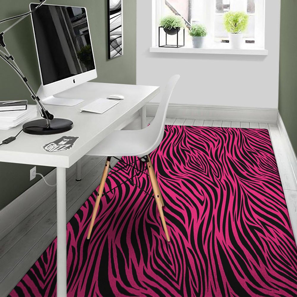 Zebra Hot Pink Print Pattern Floor Mat-grizzshop