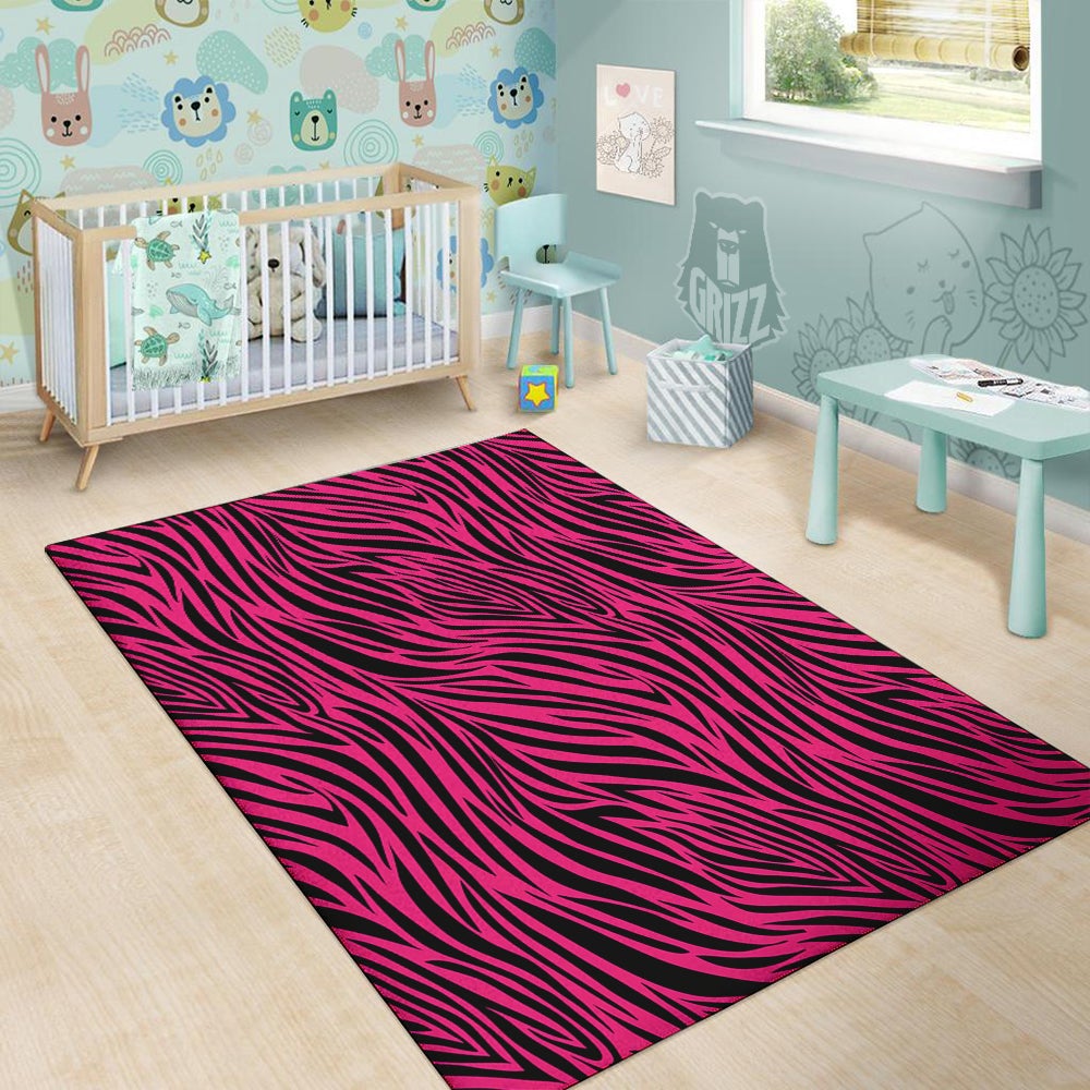 Zebra Hot Pink Print Pattern Floor Mat-grizzshop