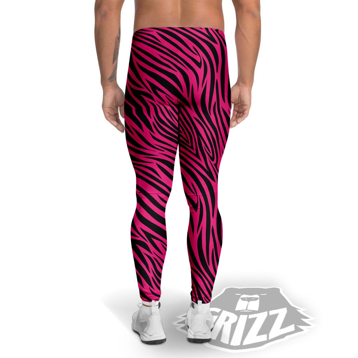 Zebra Hot Pink Print Pattern Men's Leggings-grizzshop