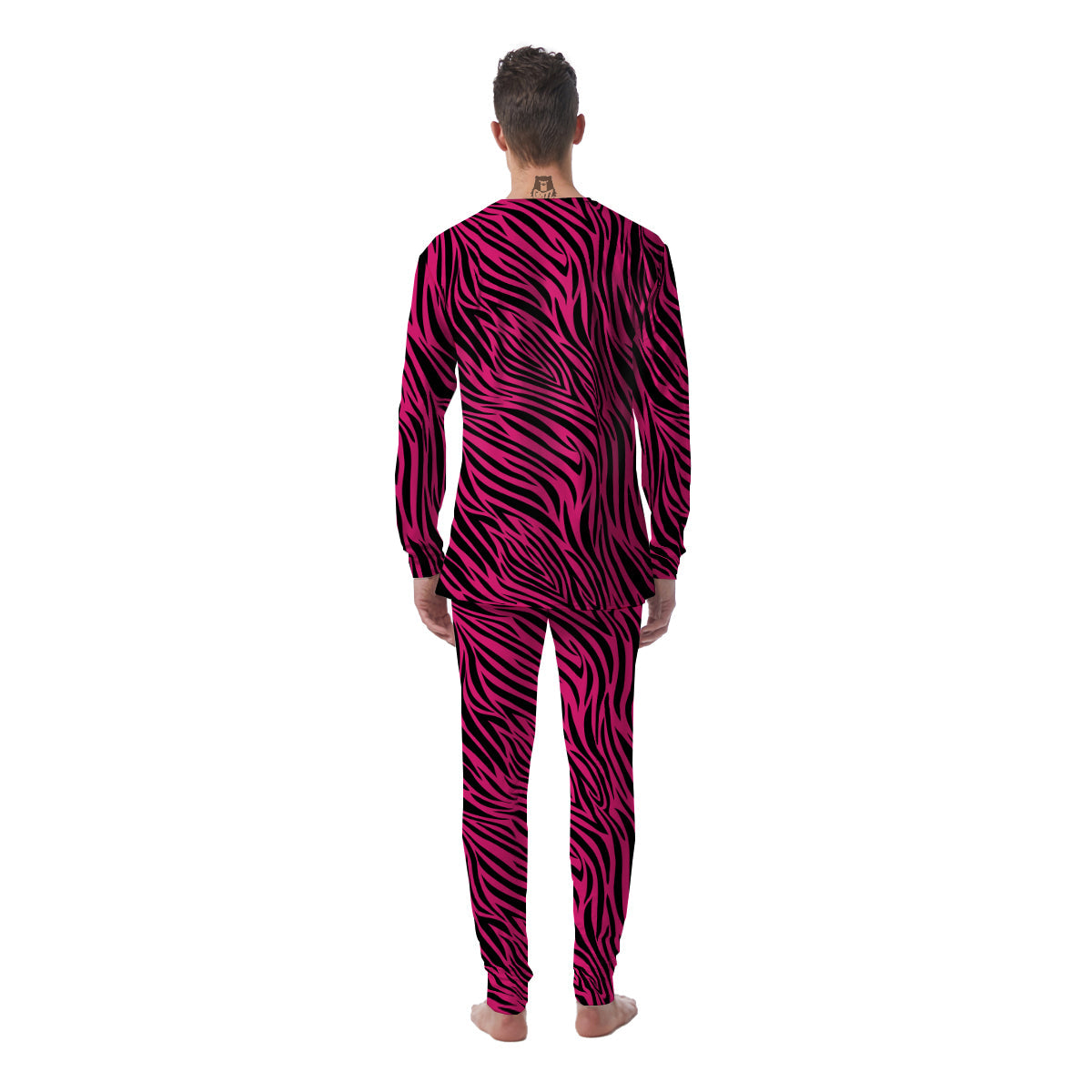 Zebra Hot Pink Print Pattern Men's Pajamas-grizzshop