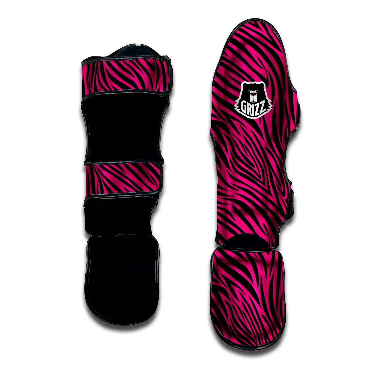 Zebra Hot Pink Print Pattern Muay Thai Shin Guards-grizzshop