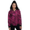 Zebra Hot Pink Print Pattern Women's Bomber Jacket-grizzshop