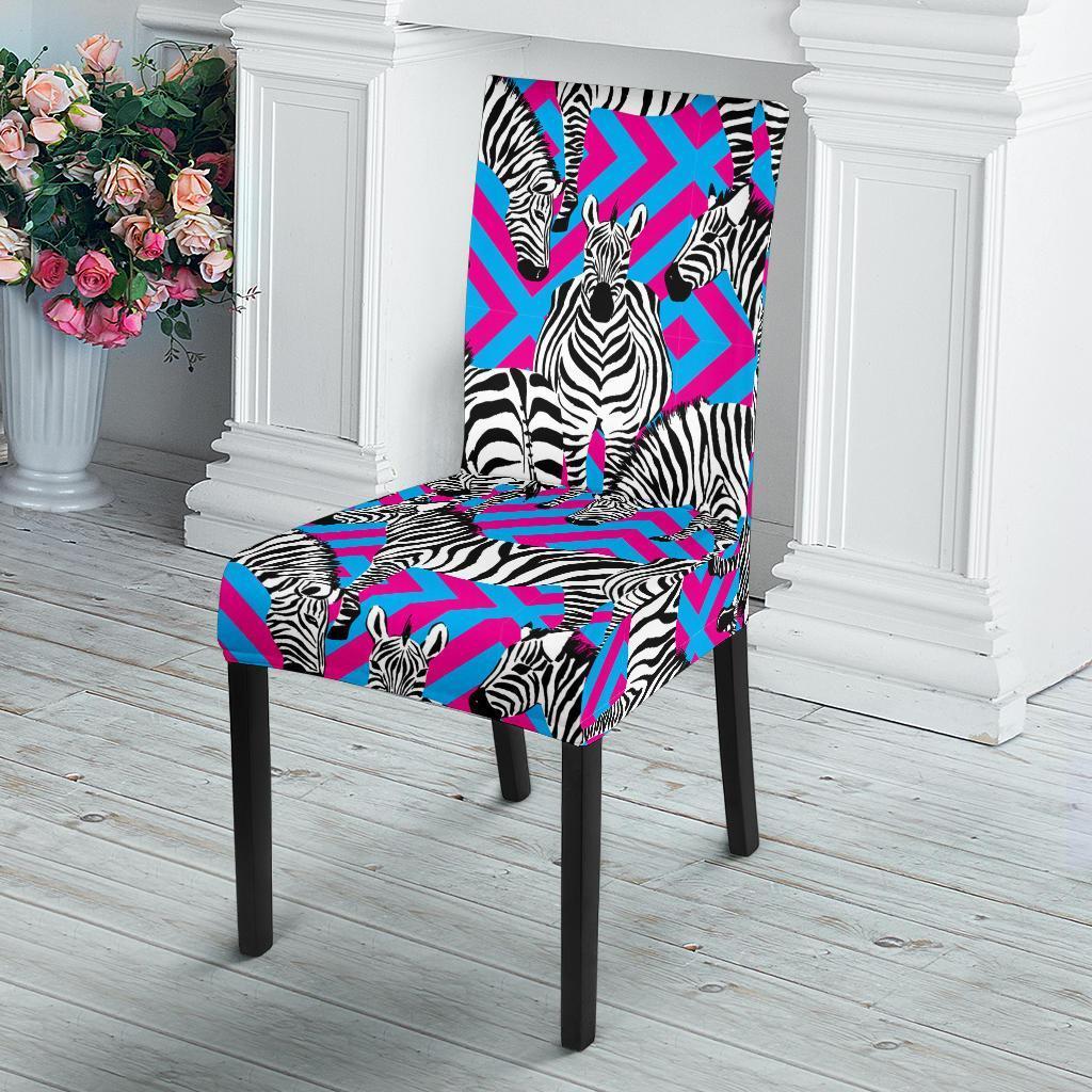 Zebra Neon Pattern Print Chair Cover-grizzshop