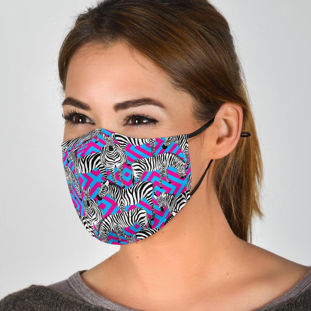 Zebra Neon Pattern Print Face Mask-grizzshop