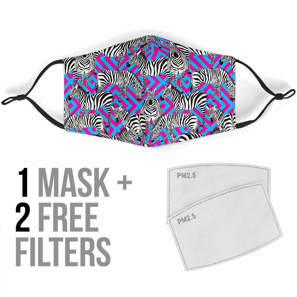 Zebra Neon Pattern Print Face Mask-grizzshop
