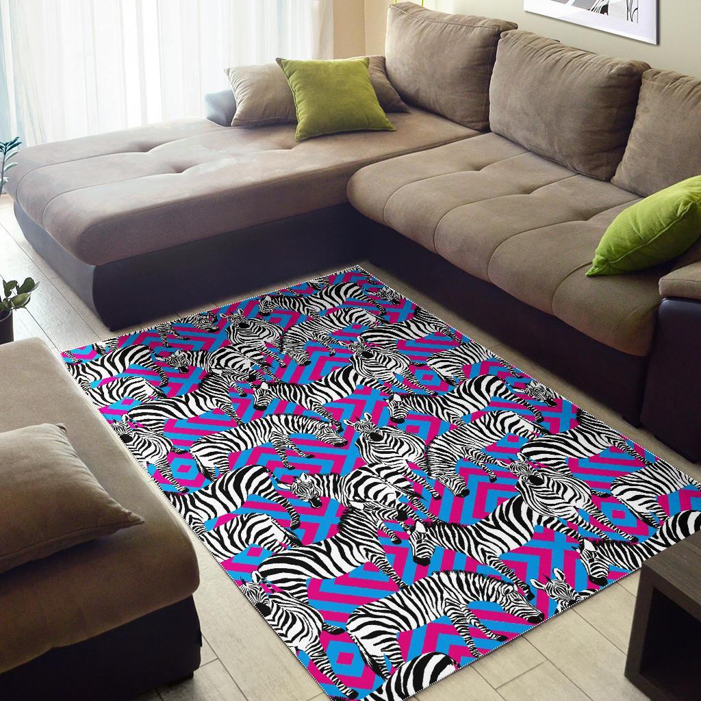 Zebra Neon Pattern Print Floor Mat-grizzshop