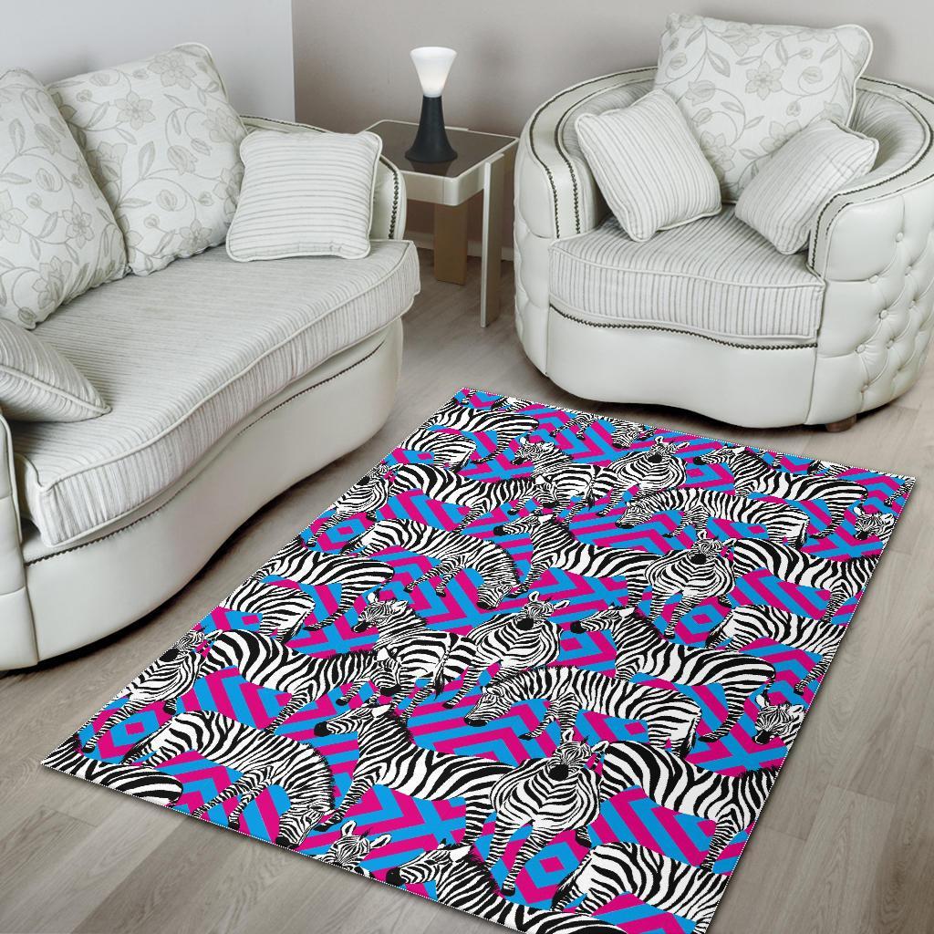 Zebra Neon Pattern Print Floor Mat-grizzshop