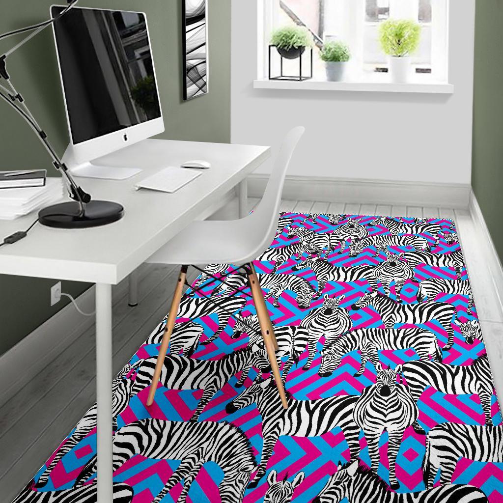 Zebra Neon Pattern Print Floor Mat-grizzshop