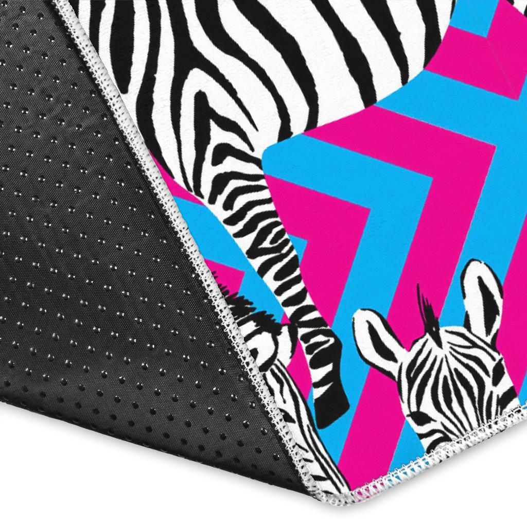 Zebra Neon Pattern Print Floor Mat-grizzshop