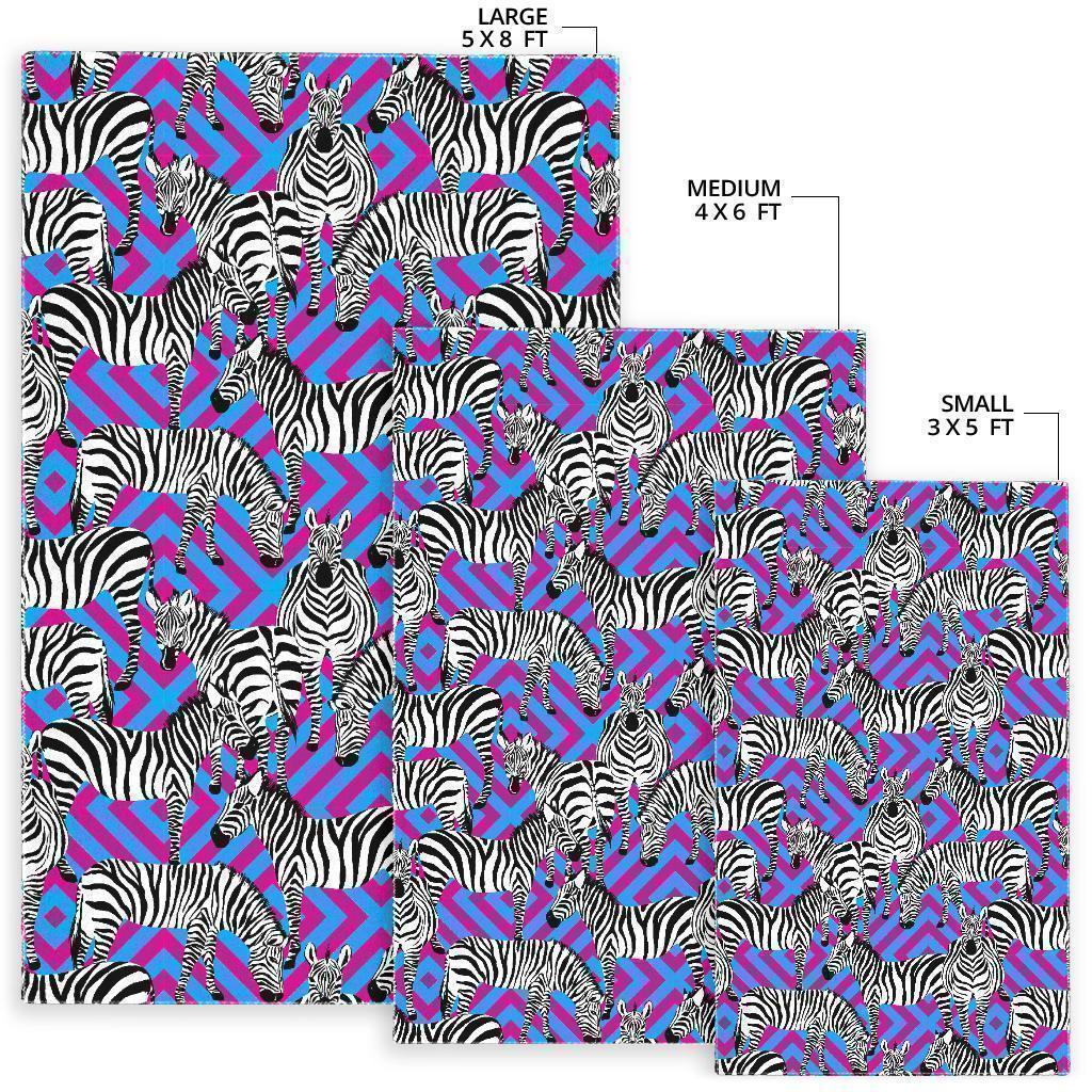 Zebra Neon Pattern Print Floor Mat-grizzshop