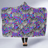 Zebra Neon Pattern Print Hooded Blanket-grizzshop